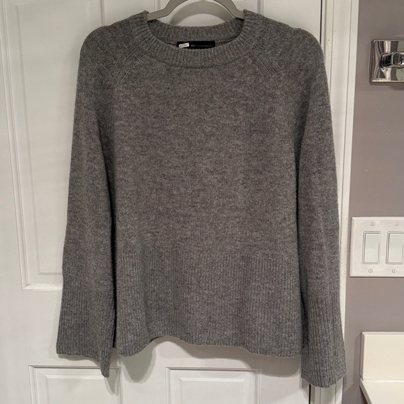 360 Cashmere Sweater Crewneck Oversize Ribbed Grey Loose Fit - Picture 2 of 10